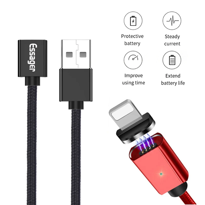 Магнитный кабель Micro USB Essager для IPhone samsung, кабель для быстрой зарядки и передачи данных, магнитный шнур, зарядное устройство, usb type C, 3 м, кабель для мобильного телефона