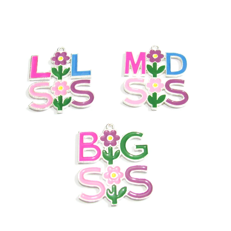 

( Choose Style First ) Each Style 10pcs/bag Enamel Little /Middle /Big Sister /Pendants For Chunky Kids Necklace