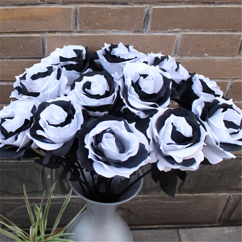 1 шт. имитация розы сделай сам черный белый цветок свадебный реквизит для фото