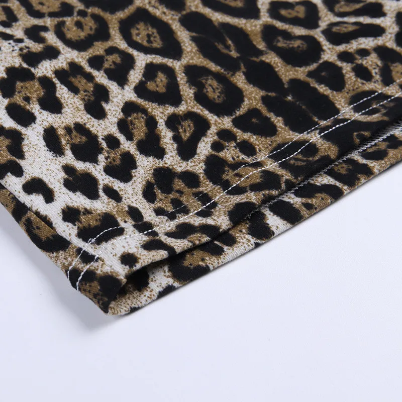 Hugcitar leopard print long sleeve with gloves sexy crop top skirt 2 pieces set autumn winter women streetwear outfits
