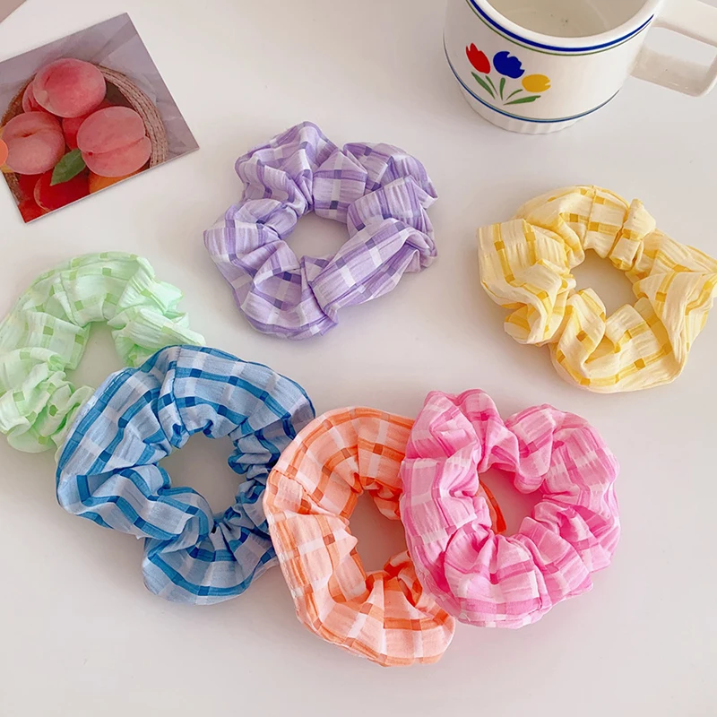 

New Sweet Lattice Elastic Hair Bands For Women Girls Candy Color Scrunchies Headband Hair Ties Ponytail Holder Hair Accessories