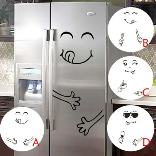 

Cute Sticker Fridge Happy Delicious Face Kitchen Fridge Wall Stickers Art Cute Smiley Wall Stickers Refrigerator home decoration