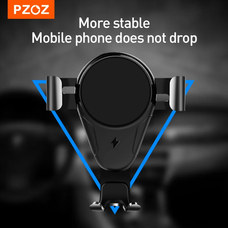 pzoz mobile phone car bracket wireless charger for iphone xs 12 pro max samsung huawei air vent mount gps bracket phone holder free global shipping