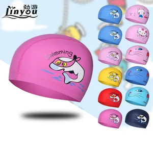 Шапка для бассейна детская Водонепроницаемая с мультяшным дельфином для мальчиков и девочек Защитная шапка для дайвинга детская шапка для плавания