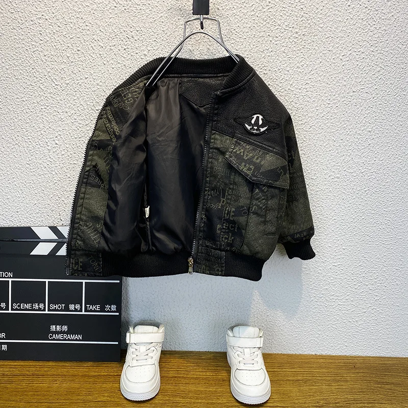 

Boys Autumn Leather Jacket 2021 New Children's Fashion Coats Winter Kids Clothing Biker Jacket For Girls Autumn Top