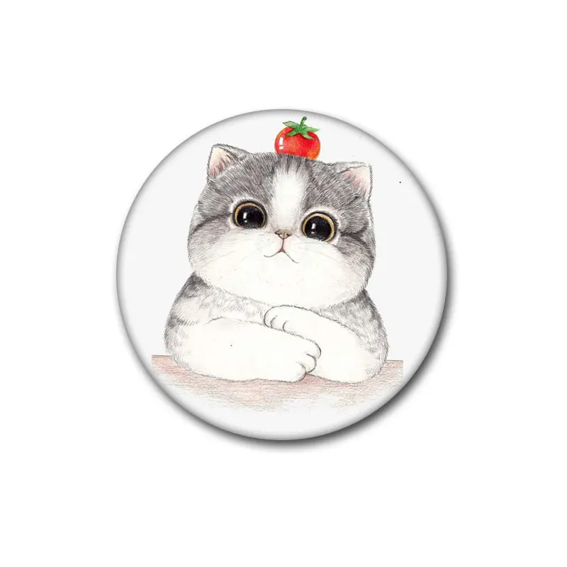 Брошь в виде кошки Nengdou T34 Милая брошь стиле Харадзюку металлическая на рюкзак