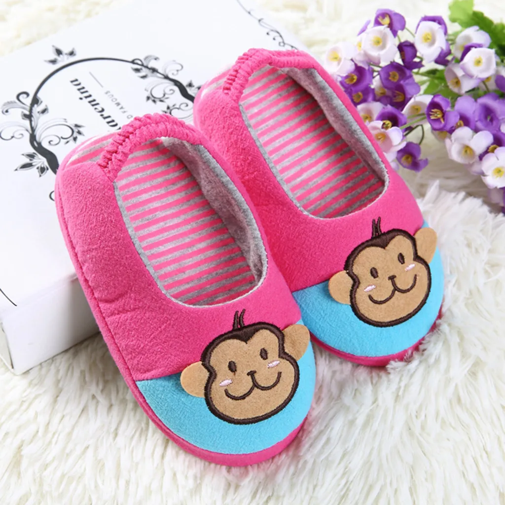 Детские мягкие однотонные туфли милые Мультяшные теплые нескользящие носки для