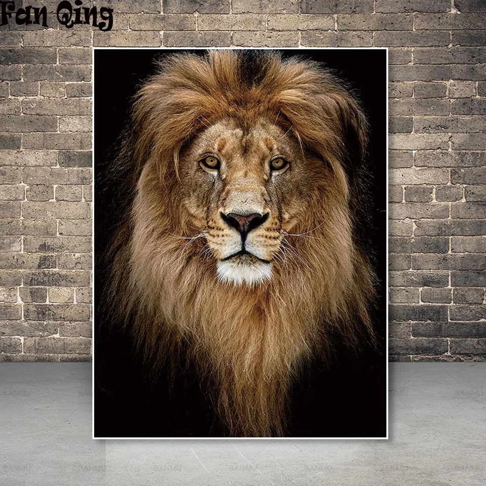 

Алмазная вышивка «сделай сам», алмазная живопись, полная выкладка, красивая голова льва, животное, алмазная живопись, вышивка крестиком, стразы мозаика