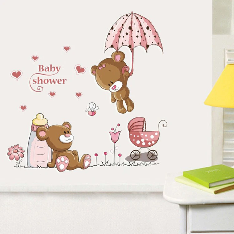 Настенный Стикеры для маленьких девочек детей номеров домашний декор Мишка