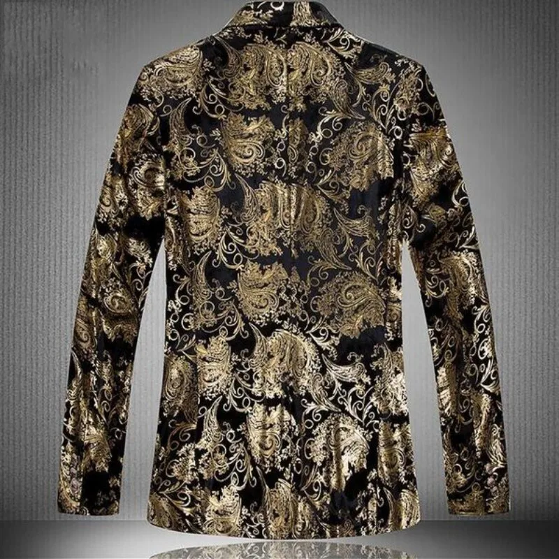 Блейзер Мужской с цветочным принтом повседневный приталенный однобортный