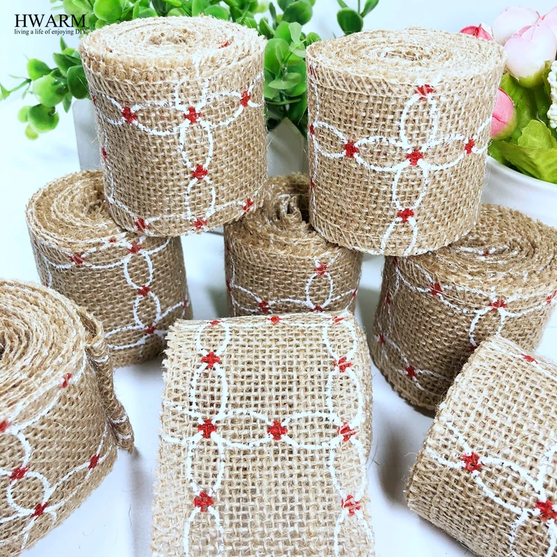 12pcs 6cm White Net Red Knot Linen Lace Fabric Ribbon DIY Handmade Wedding Christmas Trim Decoration For Home Party Favors GIFT images - 6