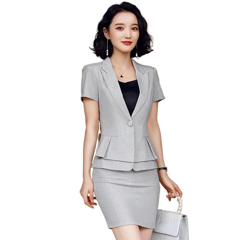 Комплект из двух предметов с коротким рукавом костюм юбкой элегантный оборками