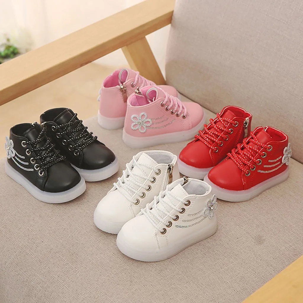 Детская обувь для маленьких девочек цветочный светодиодный светильник