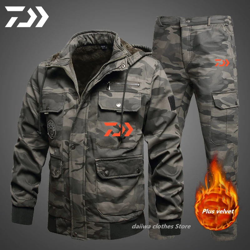 

Daiwa Winter Fishing Clothing Outdoor Wear-resistant and Cold-proof Fishing Suit Plus Velvet Thickening Camouflage Men's Suit