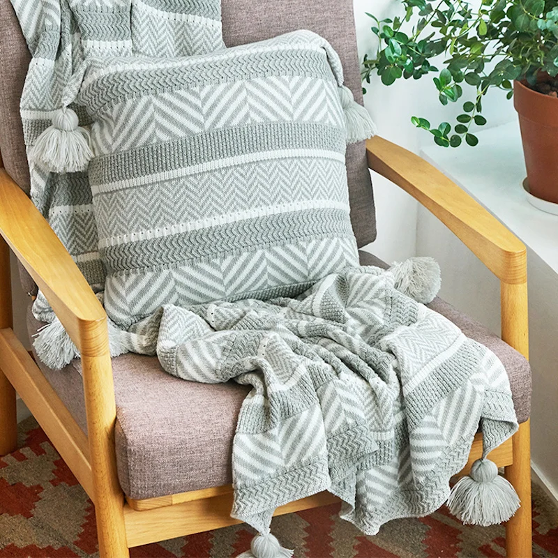 Наволочка DUNXDECO для подушки хлопковое вязаное одеяло квадратный чехол