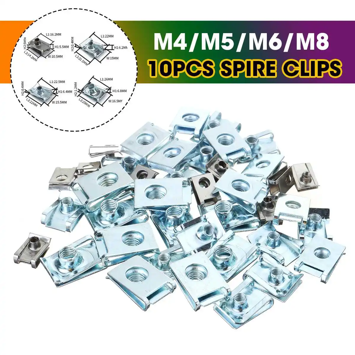 10Pcs M4/M5/M6/M8 U Nuts Speed Clip Fastener Assorted Kits 304 Stainless Steel U-Shaped Clip Chimney Nut for Motorcycle Car