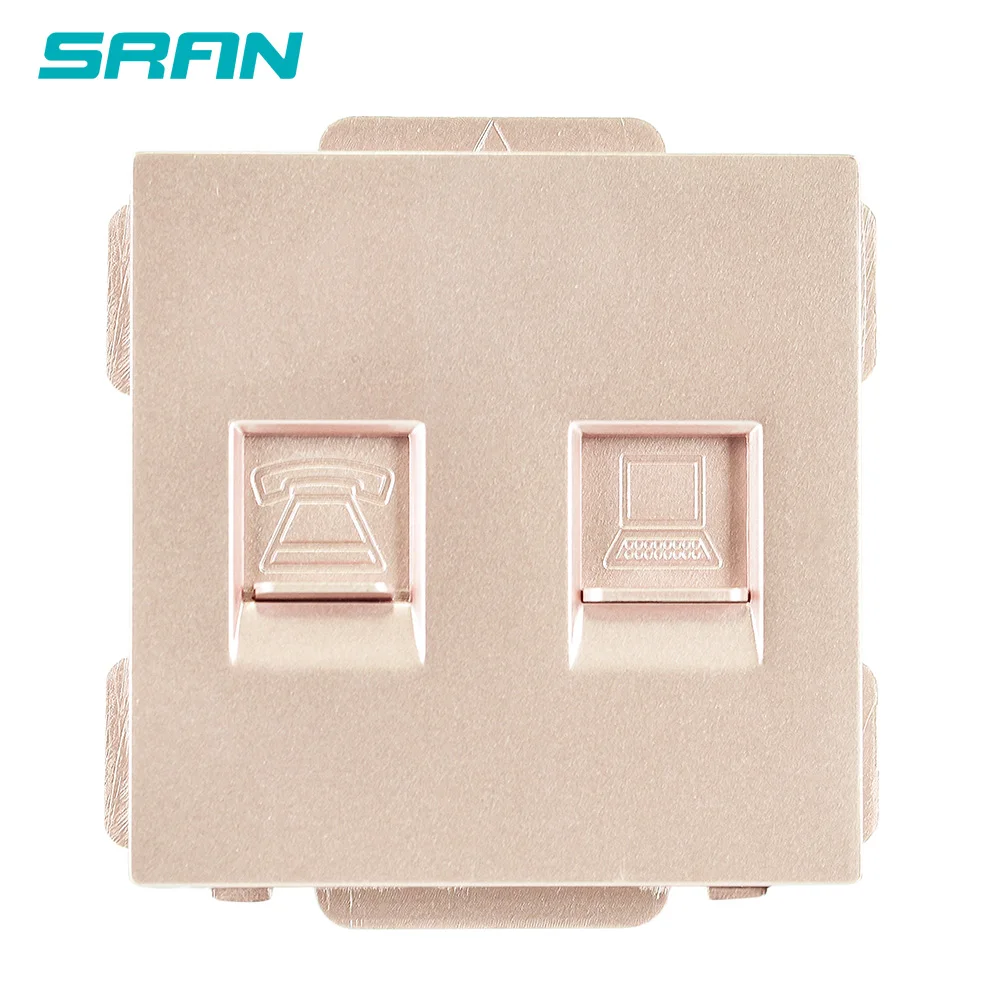 SRAN 52*52 wall telephone and internet socket interface RJ11+Rj45 function module accessories suitable for 86*86 panels | Обустройство