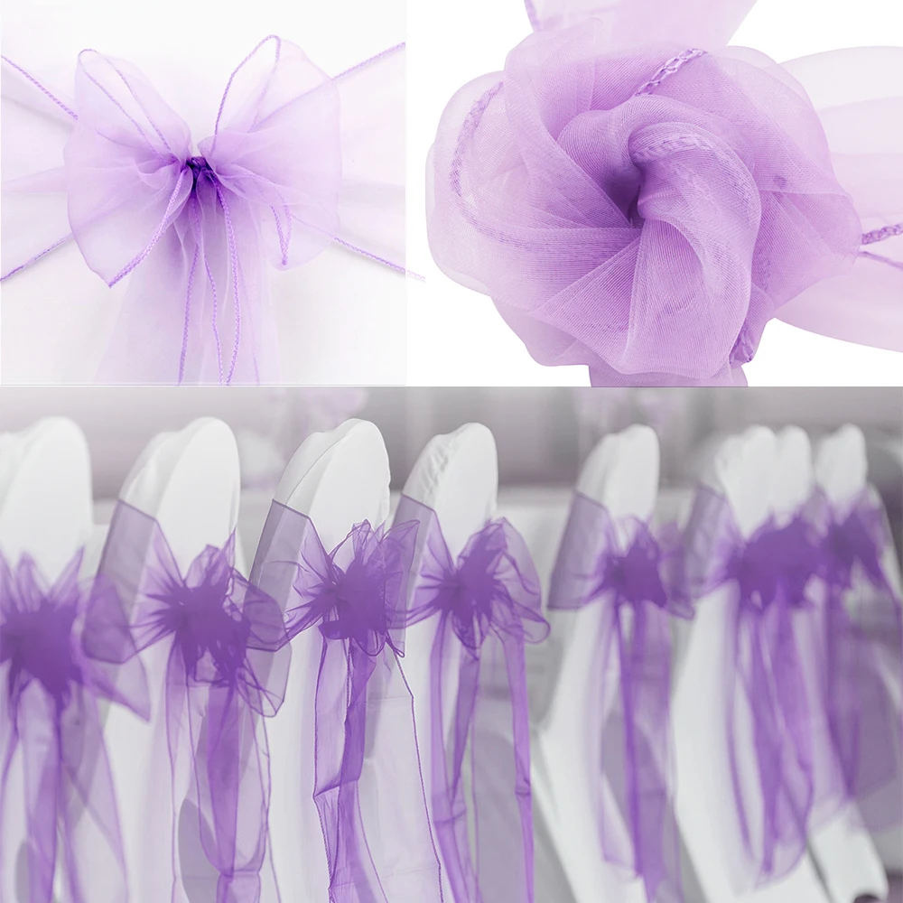 100 шт./компл. Топ с поясом из органзы распродажа свадебное кресло бантиком для