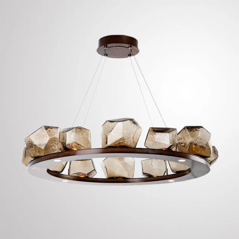 Постмодерн Янтарный цветной стеклянный светодиодный подвесной светильник s для