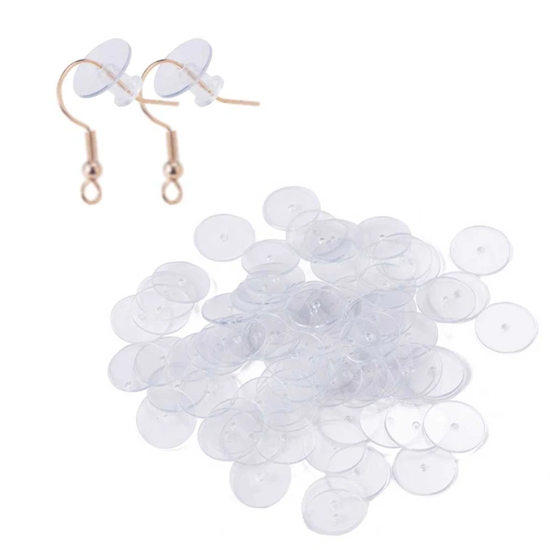 

200Pcs Earrings Clear Disc Pads to Stabilize Earrings Plastic Ear Anti Pain Comfort Round Discs Kit for Earrings Backs