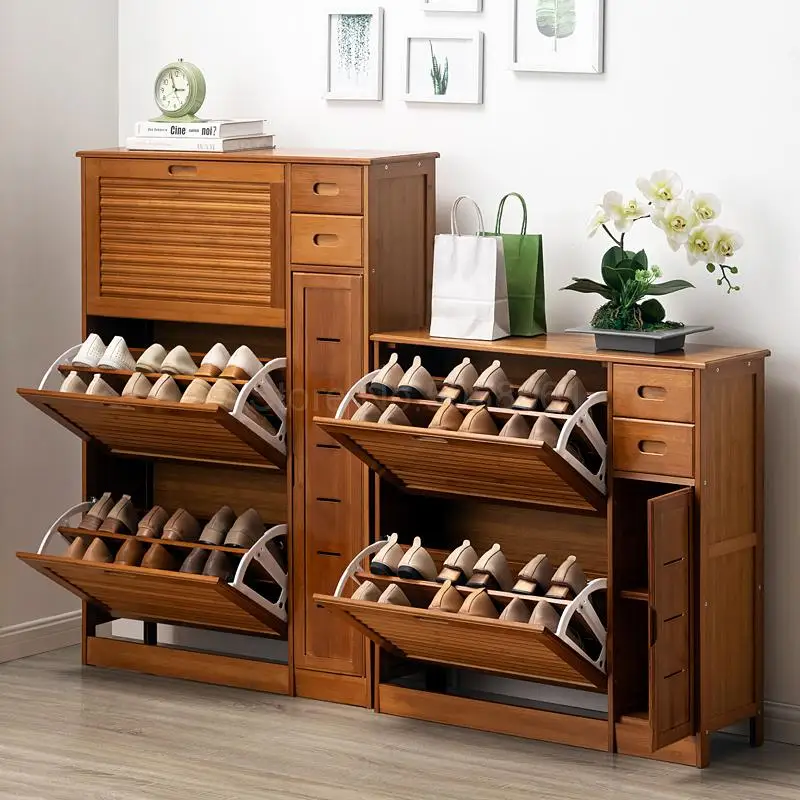 Многоуровневый домашний простой бамбуковый шкаф для обуви экономичная стойка