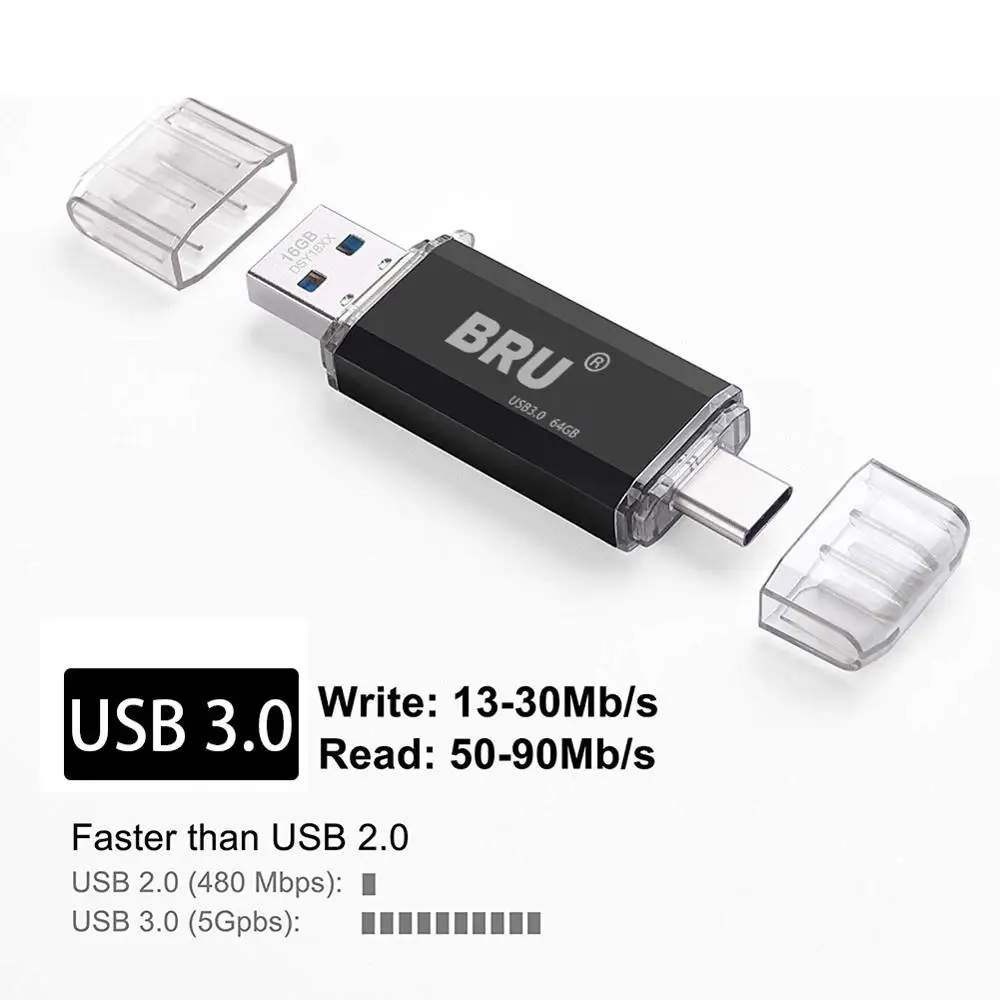 BRU OTG флешка Usb 3,0 флеш-накопитель type-c высокоскоростной флеш-накопитель Usb флешка 16g 32g 64gb 128gb Логотип на заказ