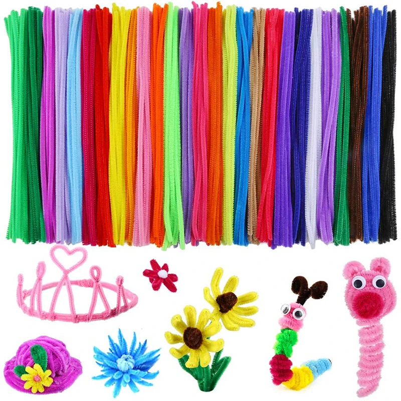 

100pcs Stems Pipe Cleaners 30cm Creative Chenille Colorful Plush For DIY Art Christmas Crafts Decorations Child Educational Toys