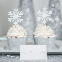 20pcs snowflake cupcake topper snowflake princess girl birthday cake topper for christmas new year winter party cake decoration