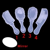 new hot selling diy handmade crystal epoxy mold mirror surface silicone makeup comb small mirror retro jewelry accessory mold
