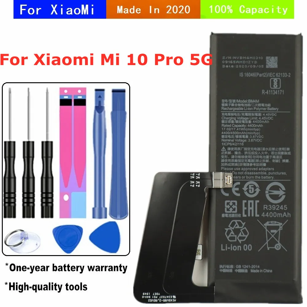 

2020 сменный аккумулятор BM4M для Xiaomi Mi 10 Pro 5G Xiaomi 10Pro аккумулятор для телефона 4400 мАч с инструментами