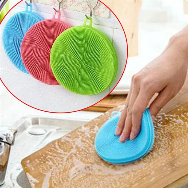5pcs/lot Kitchen Brushes Silicone Dish Cleaning Brush Bowl Pot Pan Clean Wash Cleaner Dishwashing Sponges Scouring Pads | Дом и сад