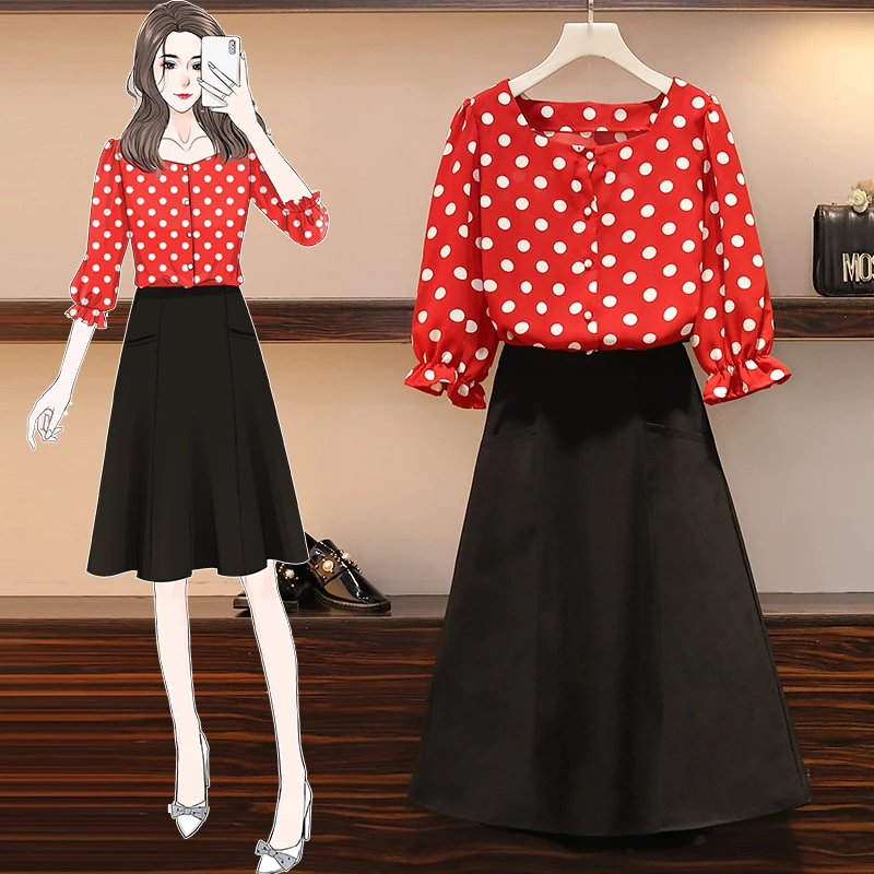 

Женская одежда большого размера, Новинка лета 2021, юбка для полных сестер мм, костюм из двух предметов для полных девушек