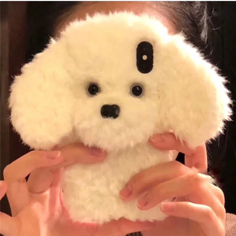 

New big Plush teddy dog bear Soft silicon cover case for apple iphone 6 7 8plus plus 8 X XR XS Max 11 Pro cute phone coque capa