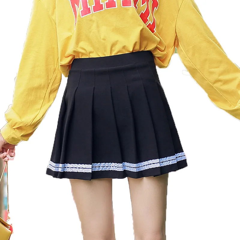 

Pleated Tennies Skirt High Waist Elastic Short Skirt With Pants Anti-light A-Word Students Sport Skirts Cheering Uniform Running