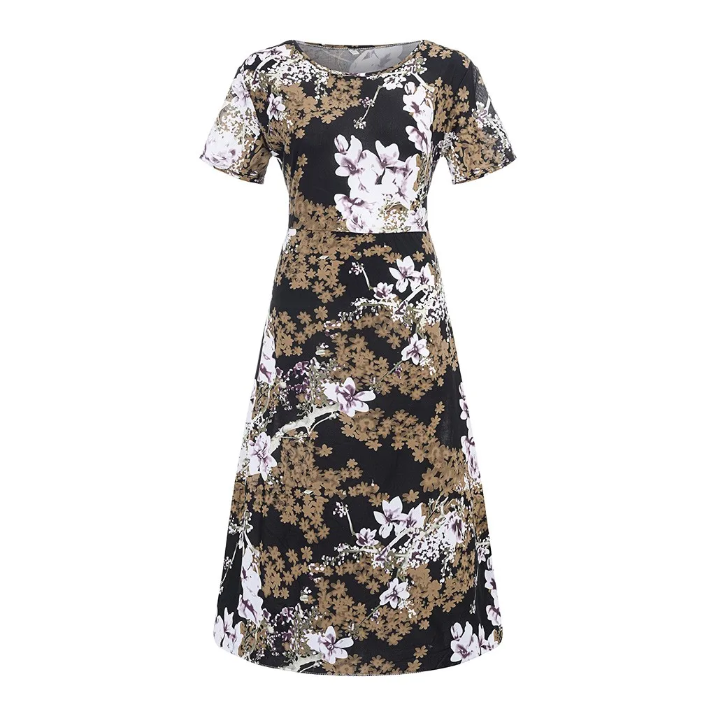 Женское длинное платье летнее винтажное богемное с цветочным принтом коротким