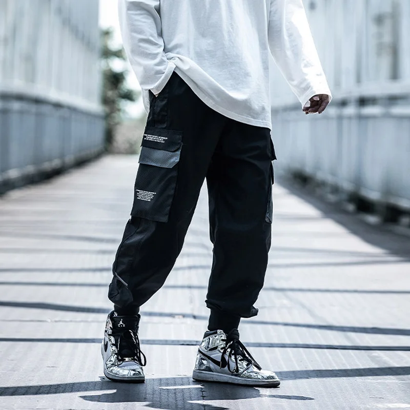 

Джоггеры, новые мужские брюки-карго, спортивные брюки, уличная одежда, модные брюки для бега, Осенние Брюки с карманами, пэчворк BB201