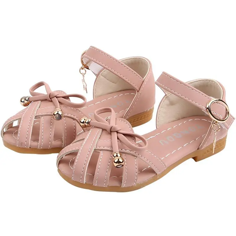 

New Hot Cut-outs Princess Sweet Soft Leather Sandals With Bowtie Bow Shoes Kids Sandals Girls Sandals Children Summer Shoes