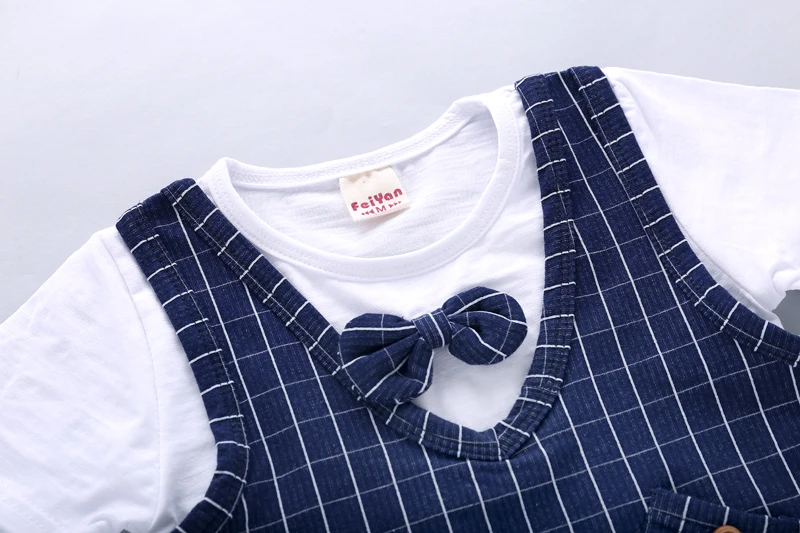 Летняя хлопковая одежда для маленьких мальчиков 2 шт./компл. комплект детской