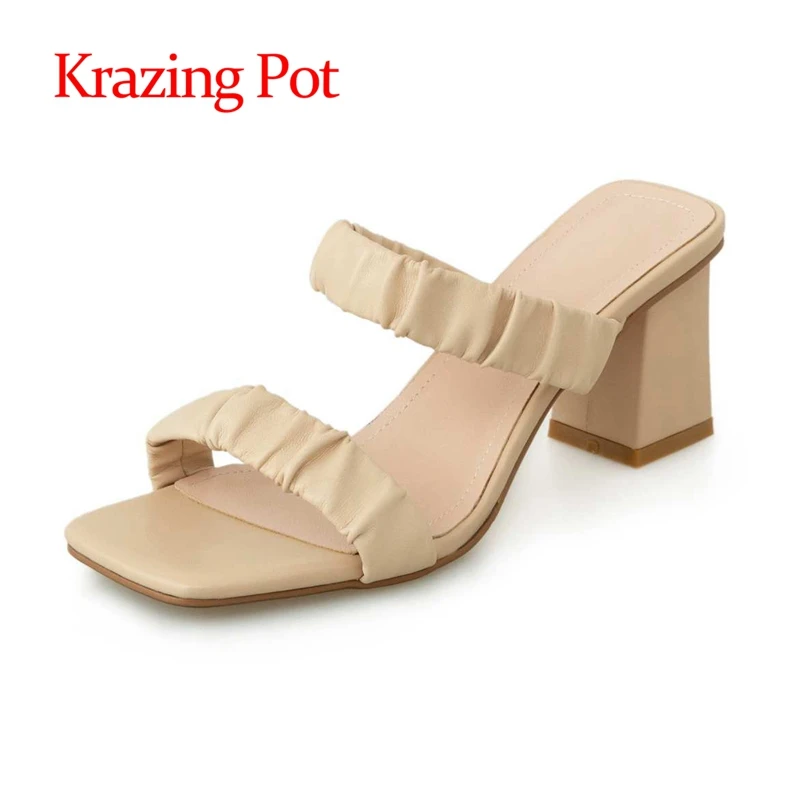 

lenkisen open toe British school solid streetwear gentlewomen high quality beauty girls daily wear slip on sandals women L36