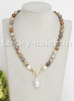 18 10mm multicolor picasso jasper reborn keshi pearl pendant necklace c236