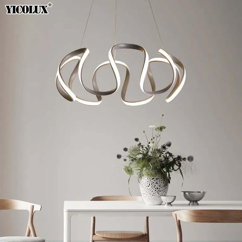 Серый окрашенный светодиодный современный подвесной светильник для гостиной