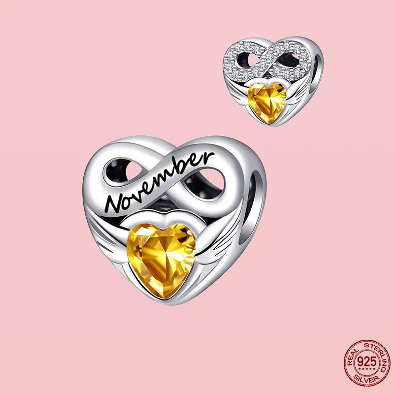 

New Arrival 925 Sterling Silver Pendant Colourful Birthstone Series Bead Fit Original Pandora Charm Bracelet DIY Jewelry