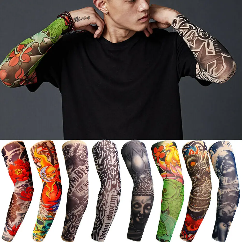 

1PCS Tattoo Cooling Arm Sleeves Cover Basketball Golf Sport UV Sun Protection New Summer Arm Warmers
