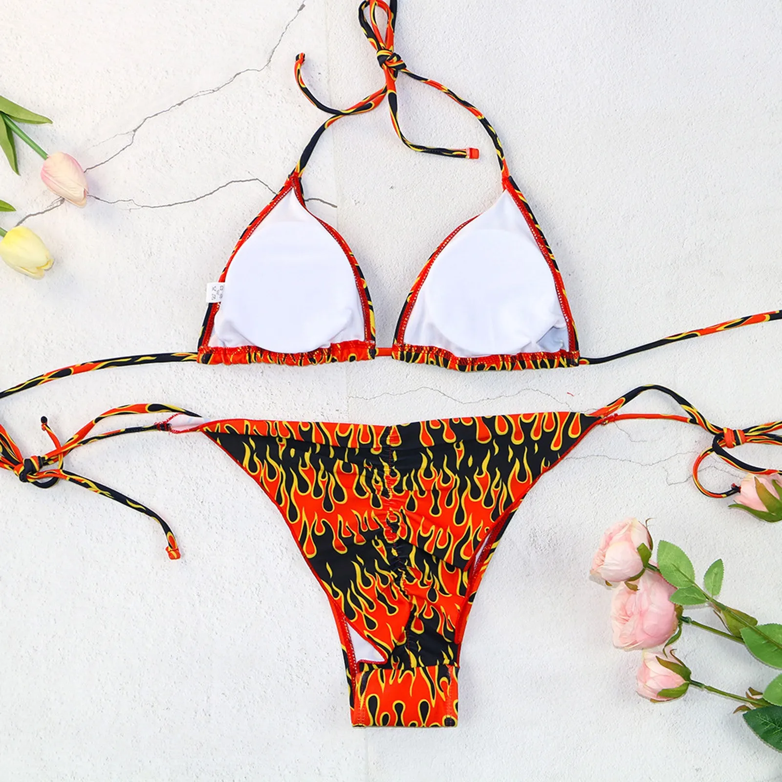 Женские Купальники 2 шт. комплект бикини с пуш ап топ подкладкой высокой талией и