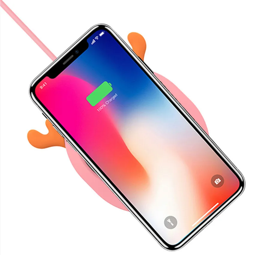 Qi Беспроводное зарядное устройство для Iphone XS MAX XR 8plus samsung S10 S9 Plus Note8 Chargeur Индукционная милая без провода Быстрая зарядка