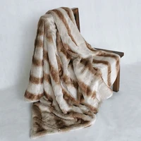 spot fake fur blanket artificial wool blanket light coffee gradient striped cover blanket