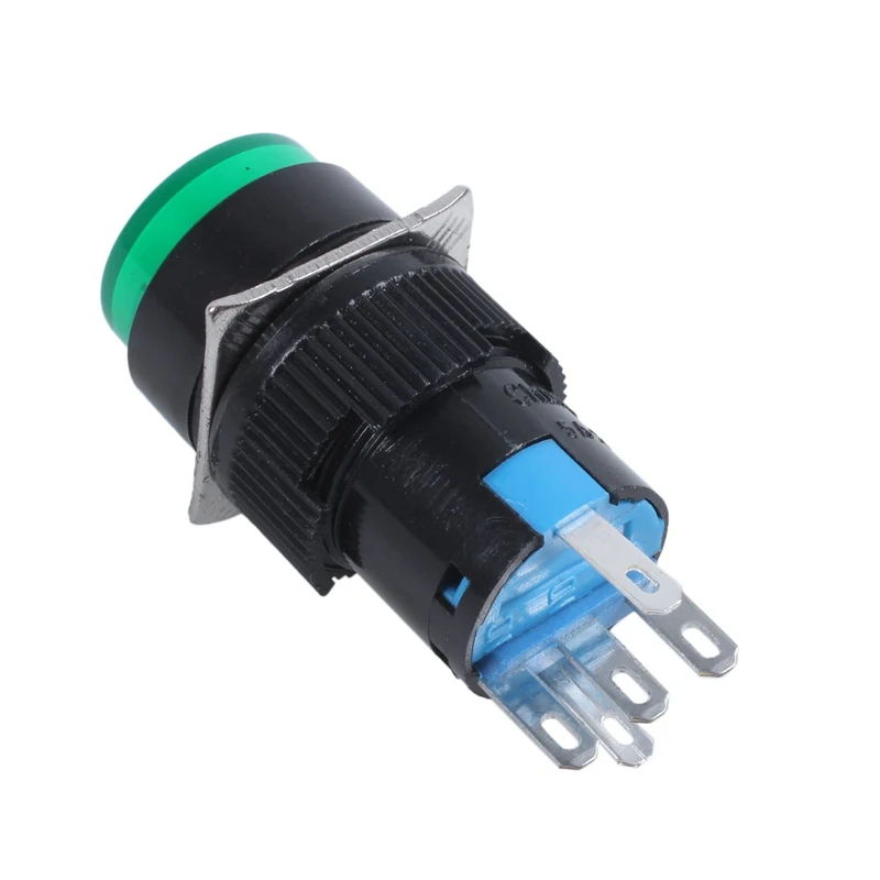 AC 250V 5A SPDT 1NO 1NC 5 контактов защелкивающийся Зеленый кнопочный переключатель w 220V