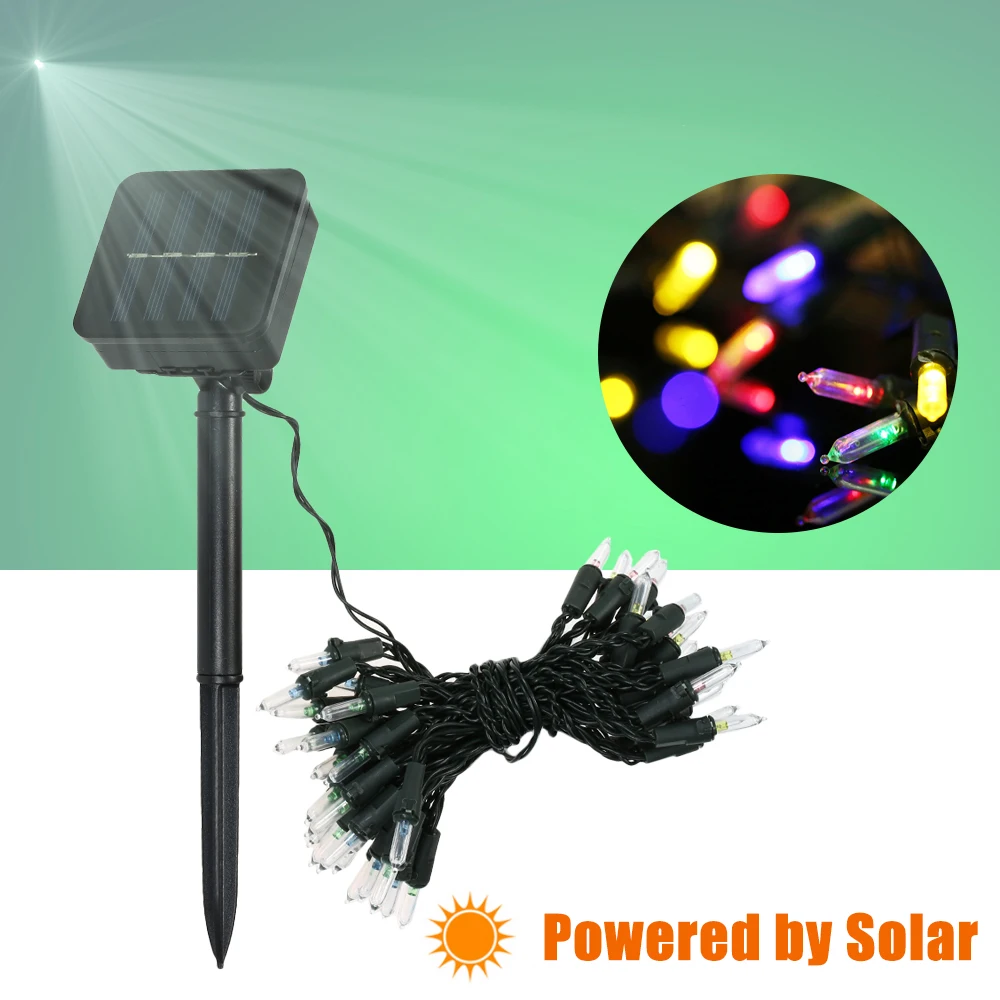 Солнечного света строки 50 светодиодный Дюралайт 8 режимов разноцветные лампы для