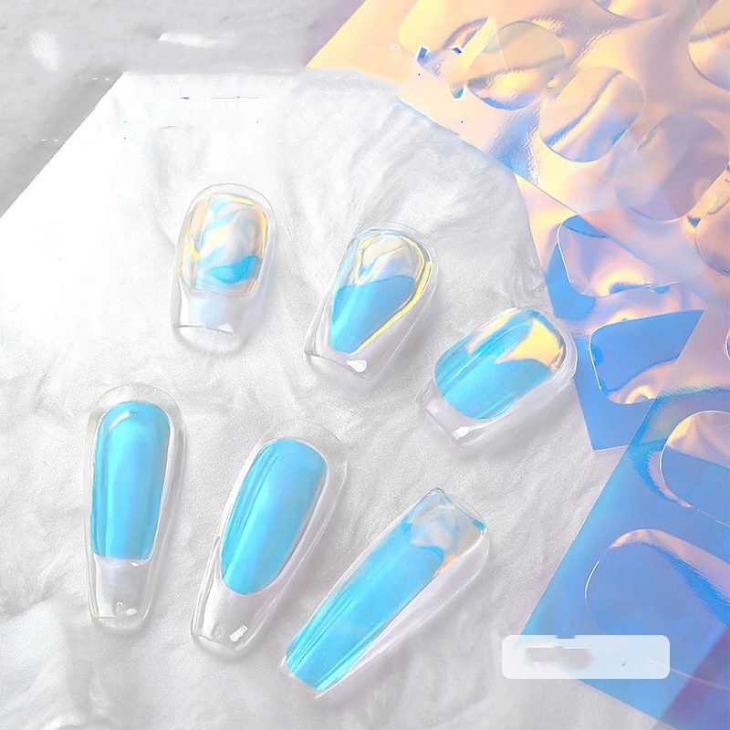 

Aurora Nails Foil Film Sticker Laser Sparkling Cellophane Paper Nail Glass Foils Design Ice Cube Manicure Nail Art Decorations
