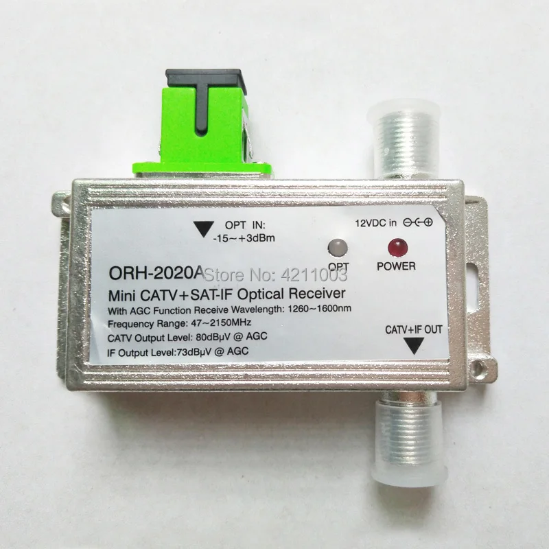 FTTH optical receiver ORH-2020A with AGC 1260-1660nm 47-2150MHz MINI CATV + SAT-IF Optical receiver apc surge protector